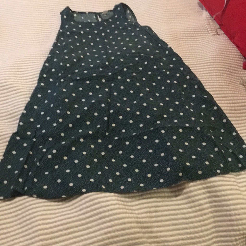 Forest Green And White Polka Dot Old Navy Dress, Size Medium. Nice Fabric! Cute